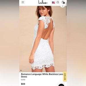 Lulus white lace backless dress szL new w/tags Paid $69+shipping.